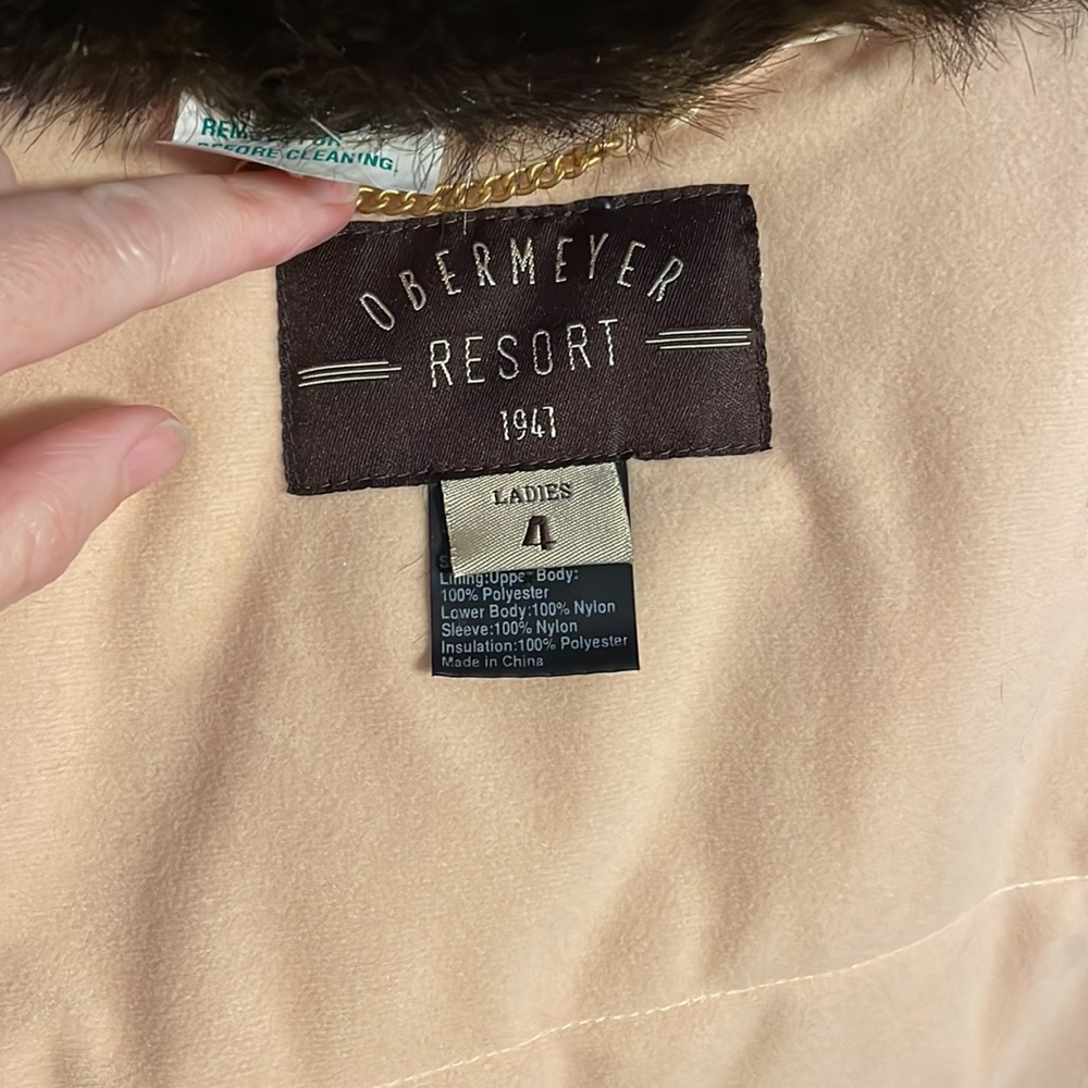 Womens Obermeyer resort size 4 faux fur trim crème ski jacket - Picture 7 of 12